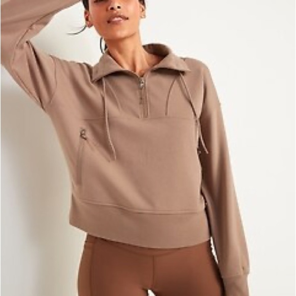 Old Navy Women's Tan Quarter-Zip Sweatshirt